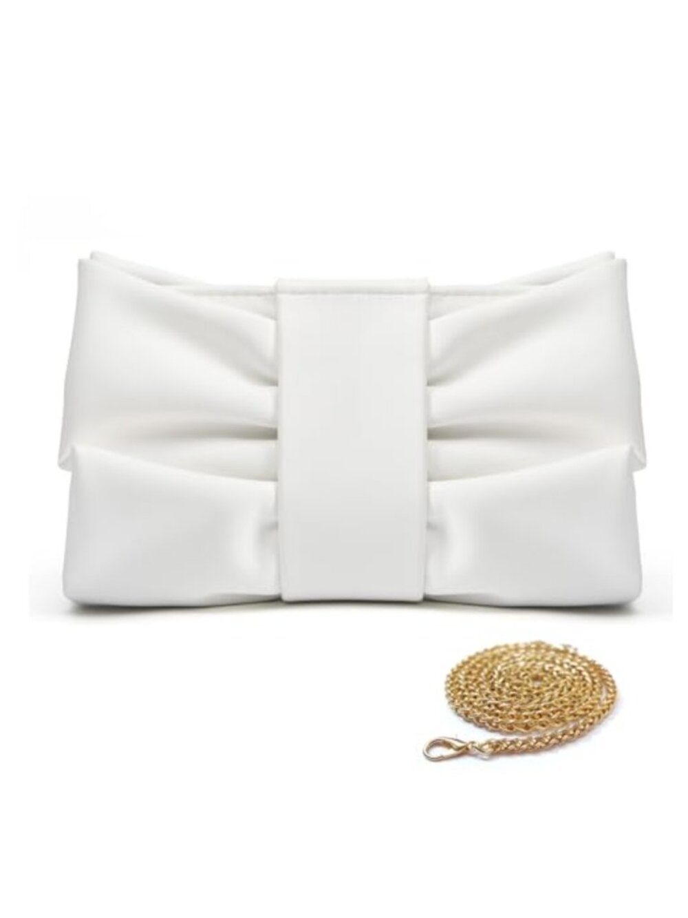 Pleated PU Leather Clutch Purse with Chain Strap